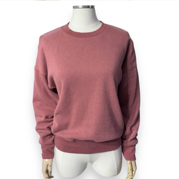 AMERICAN EAGLE Dusty Rose Crew Neck Cotton Blend Sweatshirt - Picture 2 of 8